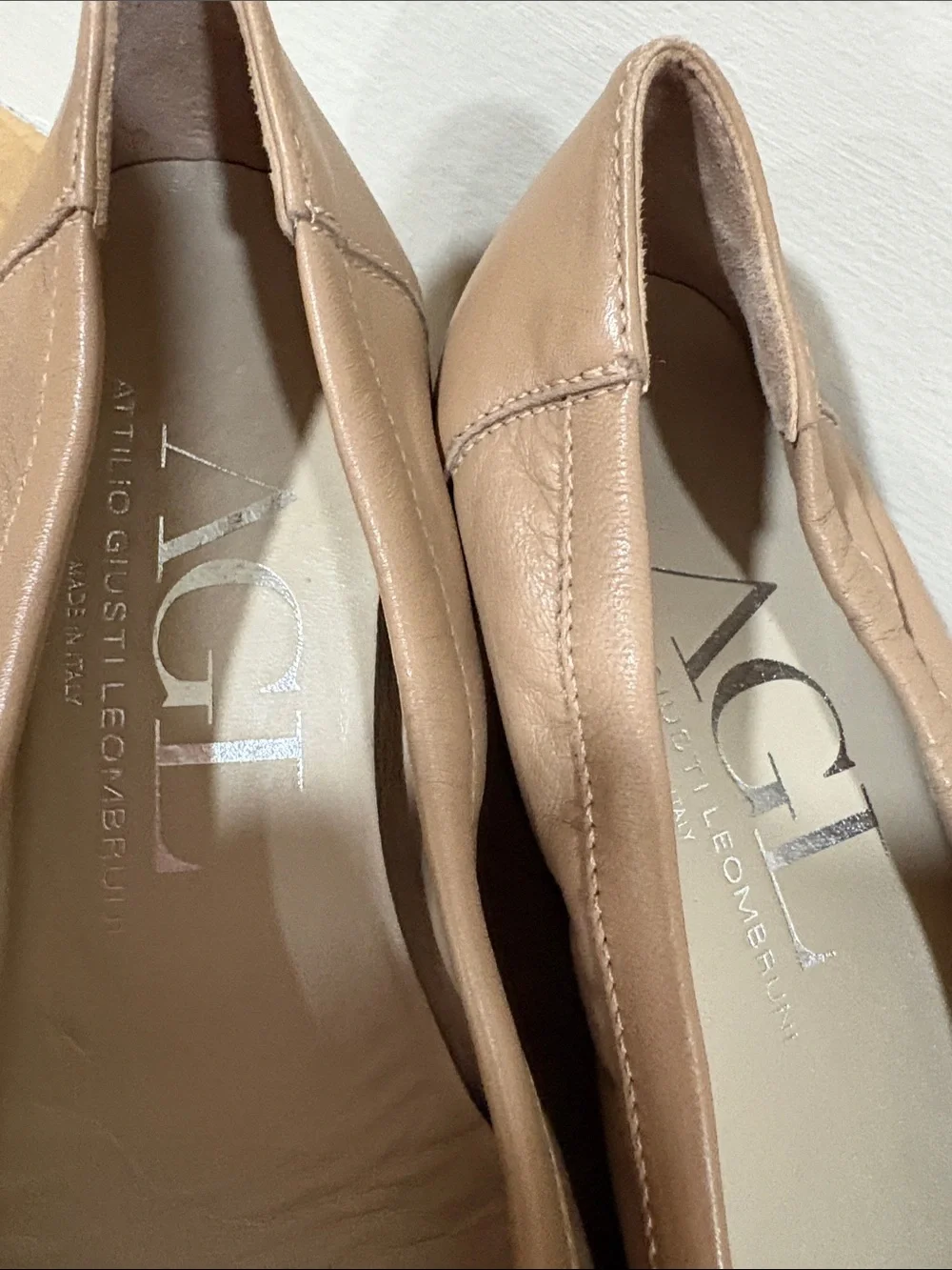 AGL Attilio Giusti Leombruni Beige Leather Wedges Shoes, Size 39